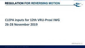 CLEPA inputs for 12 th VRUProxi IWG 26