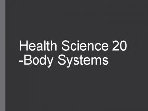 Health Science 20 Body Systems The Body Systems