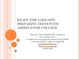 READY FOR TAKEOFF PREPARING TEENS WITH ADHDLD FOR