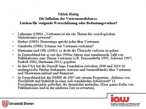 Ulrich Heisig Die Inflation der Vertrauensdiskurse Zeichen fr