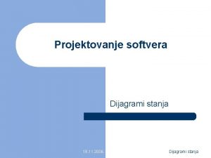 Projektovanje softvera Dijagrami stanja 18 11 2006 Dijagrami