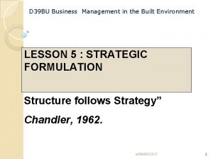 D 39 BU Business Management in the Built