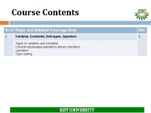 Course Contents Sr Major and Detailed Coverage Area