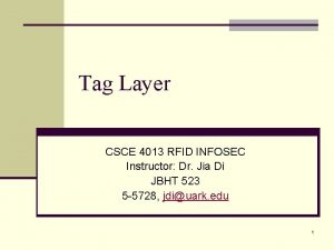 Tag Layer CSCE 4013 RFID INFOSEC Instructor Dr