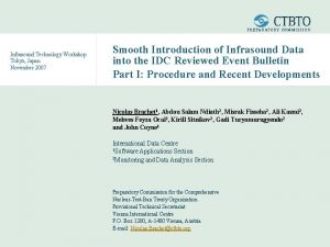 Infrasound Technology Workshop Tokyo Japan November 2007 Smooth