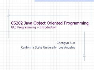 CS 202 Java Object Oriented Programming GUI Programming