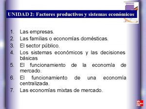 UNIDAD 2 Factores productivos y sistemas econmicos 1