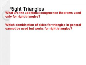 Congruent right triangles