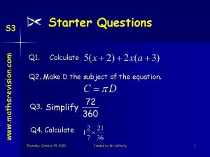 Starter Questions www mathsrevision com S 3 Q