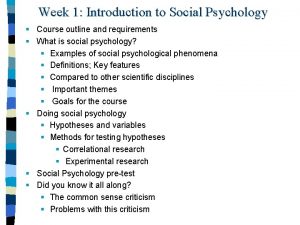 Features of social psychology