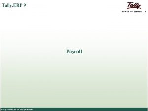 Payroll in tally erp 9