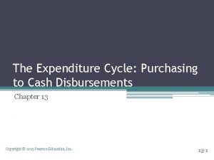 The Expenditure Cycle Purchasing to Cash Disbursements Chapter
