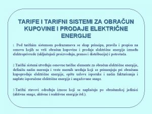 TARIFE I TARIFNI SISTEMI ZA OBRAUN KUPOVINE I