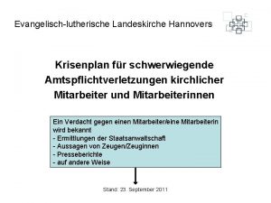 Evangelischlutherische Landeskirche Hannovers Krisenplan fr schwerwiegende Amtspflichtverletzungen kirchlicher