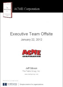 ACME Corporation Executive Team Offsite January 22 2012