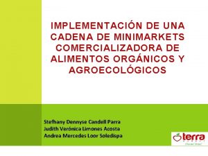 IMPLEMENTACIN DE UNA CADENA DE MINIMARKETS COMERCIALIZADORA DE