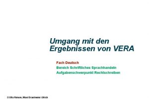 Umgang mit den Ergebnissen von VERA Fach Deutsch