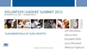 VOLUNTEER LEADERS SUMMIT 2015 NOVEMBER 19 21 2015