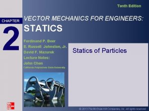 Tenth Edition CHAPTER 2 VECTOR MECHANICS FOR ENGINEERS