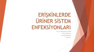 ERKNLERDE RNER SSTEM ENFEKSYONLARI nt Dr Mustafa Mert