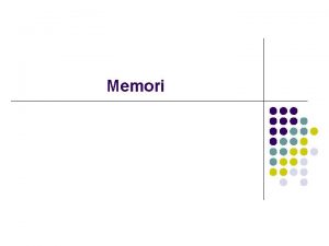 Memori Memory Management l l l Latar Belakang