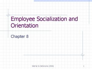 Employee Socialization and Orientation Chapter 8 Werner De