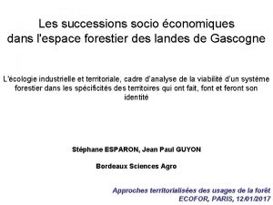 Les successions socio conomiques dans lespace forestier des