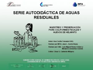 SERIE AUTODIDCTICA DE AGUAS RESIDUALES MUESTREO Y PRESERVACIN