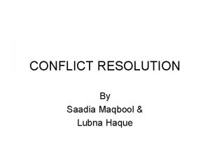 What are danger signs in conflict resolution