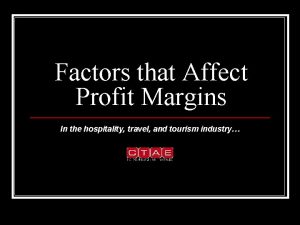 Profit margin in tourism industry