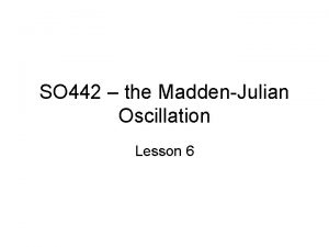 SO 442 the MaddenJulian Oscillation Lesson 6 What