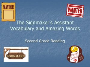 The Signmakers Assistant Vocabulary and Amazing Words Second