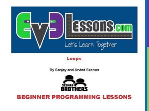 Loops By Sanjay and Arvind Seshan BEGINNER PROGRAMMING