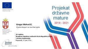 Projekat dravne mature Gregor Mohori Kljuni ekspert za