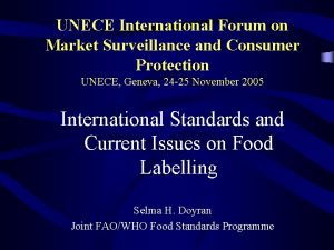 UNECE International Forum on Market Surveillance and Consumer