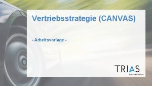 Vertriebsstrategie CANVAS Arbeitsvorlage Ihr Fahrplan zu Ihrer individuellen