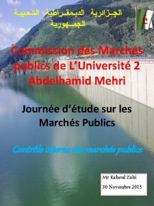 Commission des Marchs publics de LUniversit 2 Abdelhamid