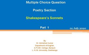 Poetry multiple choice sonnet