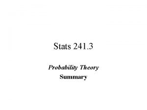 Probability theory summary