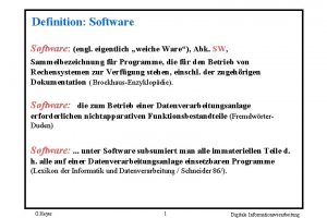 Definition Software engl eigentlich weiche Ware Abk SW