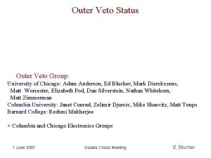Outer Veto Status Outer Veto Group University of
