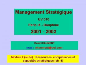 Management Stratgique UV 010 Paris IX Dauphine 2001