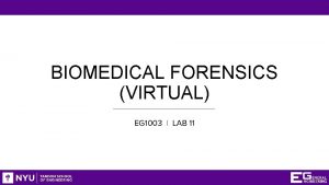 BIOMEDICAL FORENSICS VIRTUAL EG 1003 LAB 11 OBJECTIVE