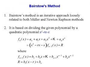 Bairstow method solved examples