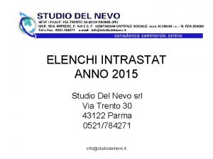 ELENCHI INTRASTAT ANNO 2015 Studio Del Nevo srl