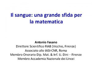 Il sangue una grande sfida per la matematica