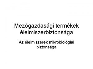 Mezgazdasgi termkek lelmiszerbiztonsga Az lelmiszerek mikrobiolgiai biztonsga Mikrobiolgiai