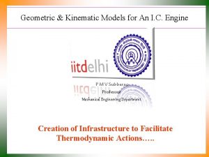 Geometric Kinematic Models for An I C Engine