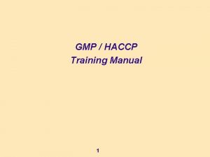 Haccp training manual