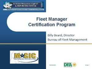 Fleet manager certification